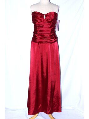NWOT Cindy Collection #1078 Strapless Satin Bridesmaids Dress-Size 2X-DEEP RED